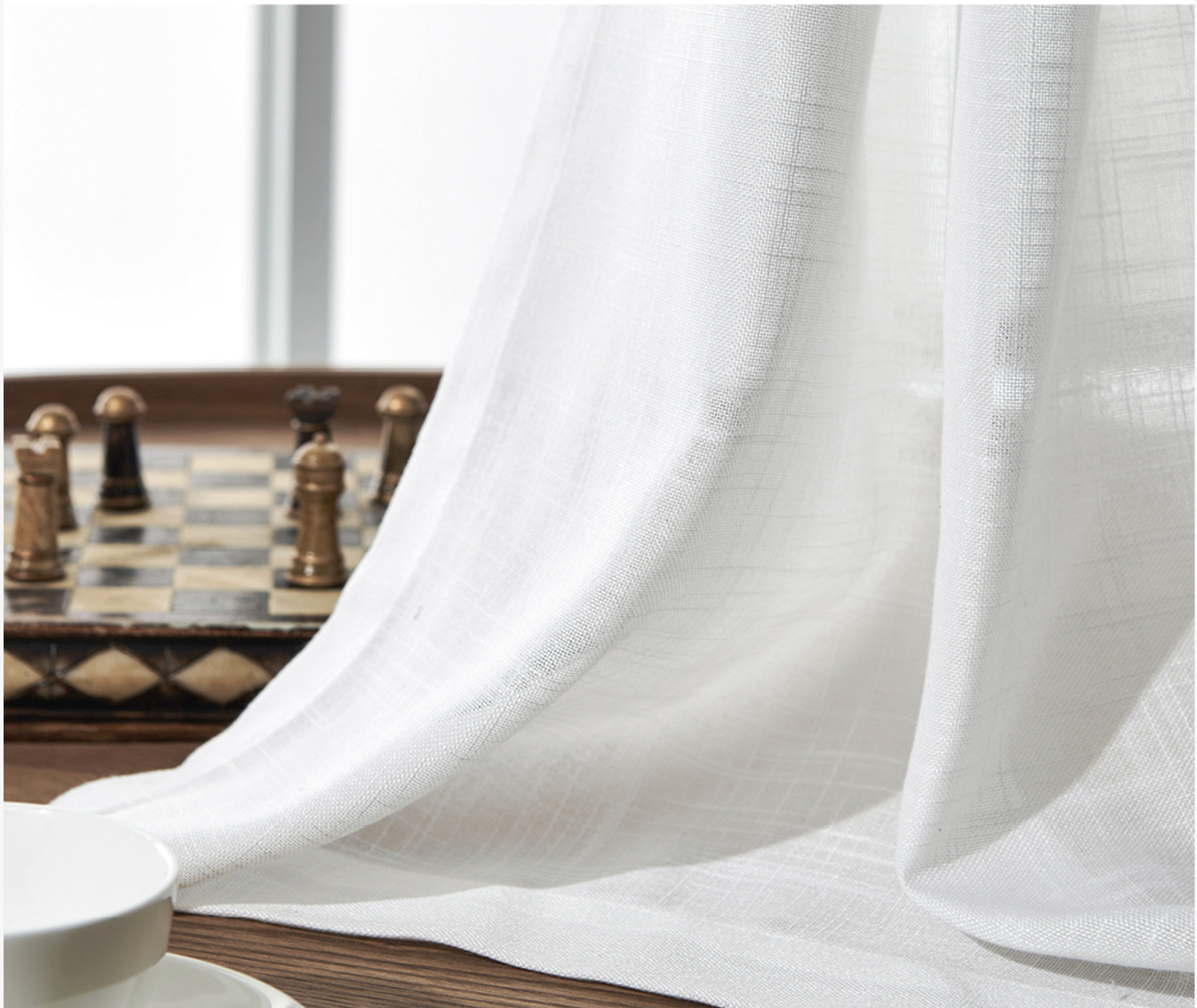 s fold white color linen blend sheer curtain s fold white color linen blend sheer curtain