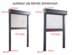 exterior motorized weatherproof outdoor zipper track blinds