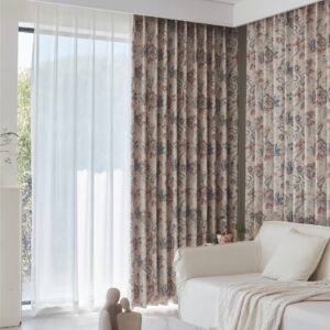 2887 10 Rustic Floral Blackout Curtains Jacobean Botanical Print Room Darkening Drapes