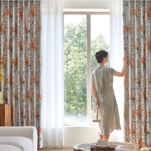 2887 7 1 Baby Safe Watercolor Floral Blackout Curtains – Antibacterial Terracotta Botanical Print Drapes