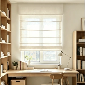 motorized top down bottom up roman shades on window